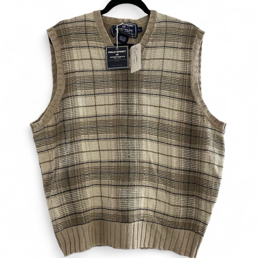 NWT Vintage Ralph Lauren Polo Sportsman Sweater Vest Linen Cotton & Silk Men's L